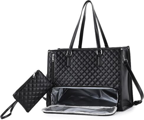 3-in-1 Laptop Bag with Lunch Compartment, 15.6 Inch, Quilted Computer Handbag for Business, Work in Saudi Arabia