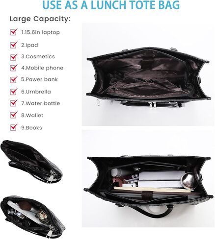 3-in-1 Laptop Bag with Lunch Compartment, 15.6 Inch, Quilted Computer Handbag for Business, Work in Saudi Arabia