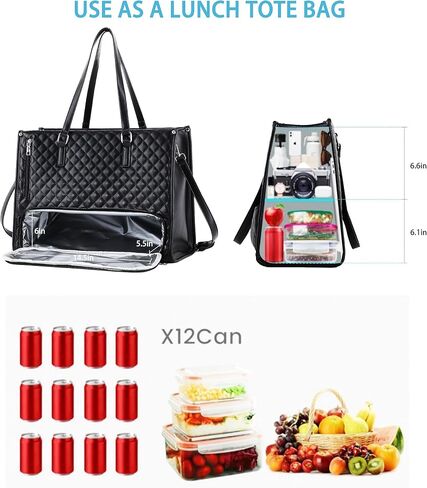 3-in-1 Laptop Bag with Lunch Compartment, 15.6 Inch, Quilted Computer Handbag for Business, Work in Saudi Arabia