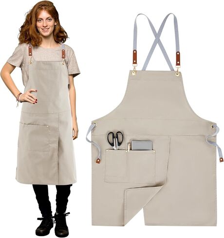 Crossback Pottery Apron Spron مع ساق قماشية كبيرة الجيب مع حزام قابل للتعديل لتصفيف الشعر في حديقة الأظافر في الحديقة الفنية in Saudi Arabia