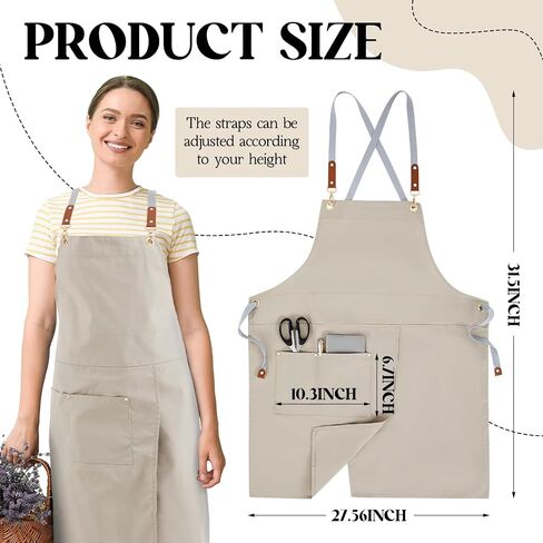 Crossback Pottery Apron Spron مع ساق قماشية كبيرة الجيب مع حزام قابل للتعديل لتصفيف الشعر في حديقة الأظافر في الحديقة الفنية in Saudi Arabia