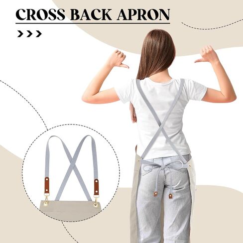 Crossback Pottery Apron Spron مع ساق قماشية كبيرة الجيب مع حزام قابل للتعديل لتصفيف الشعر في حديقة الأظافر في الحديقة الفنية in Saudi Arabia