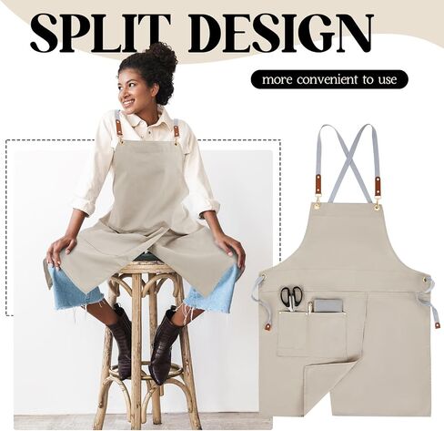 Crossback Pottery Apron Spron مع ساق قماشية كبيرة الجيب مع حزام قابل للتعديل لتصفيف الشعر في حديقة الأظافر في الحديقة الفنية in Saudi Arabia