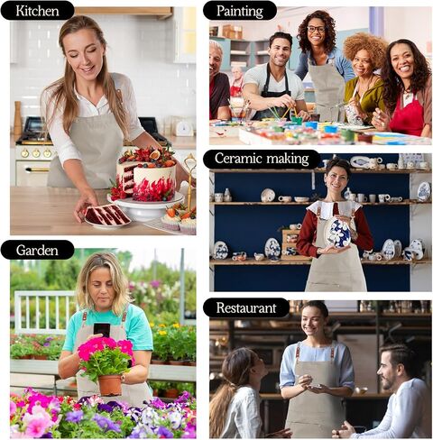Crossback Pottery Apron Spron مع ساق قماشية كبيرة الجيب مع حزام قابل للتعديل لتصفيف الشعر في حديقة الأظافر في الحديقة الفنية in Saudi Arabia
