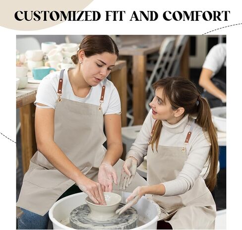 Crossback Pottery Apron Spron مع ساق قماشية كبيرة الجيب مع حزام قابل للتعديل لتصفيف الشعر في حديقة الأظافر في الحديقة الفنية in Saudi Arabia