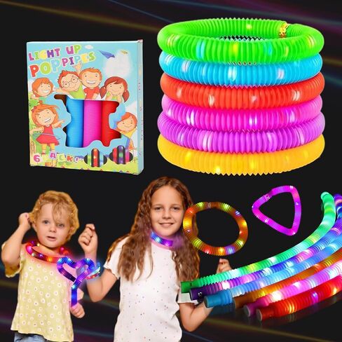 6pcs الضوء متعدد الألوان Up توهج قلادات الأساور الحزب يفضل إكسسوارات ، توهج أنابيب البوب للأطفال ، توهج عيد ميلاد التخييم لحفلات الزفاف مستلزمات للبنين الفتيات in Saudi Arabia