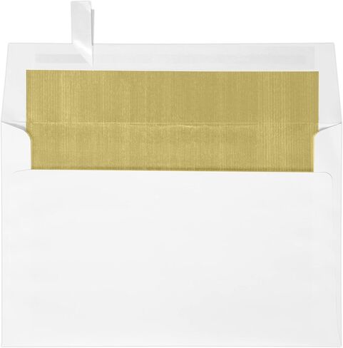 LUXPaper A8 Foil Lined Invitation Envelopes | Peel & Press | 5 1/2" x 8 1/8" | Natural w/Gold LUX Lining | 60lb. Text | 50 Qty in Saudi Arabia