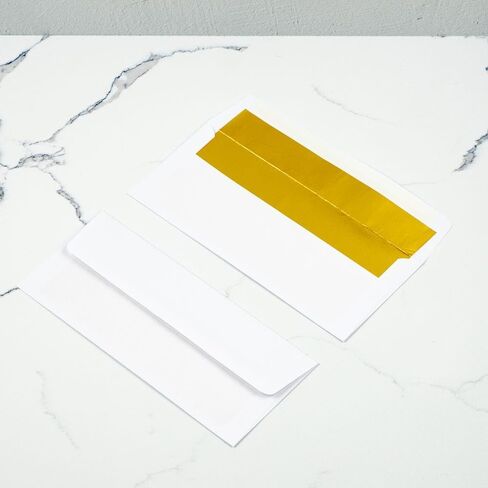 LUXPaper A8 Foil Lined Invitation Envelopes | Peel & Press | 5 1/2" x 8 1/8" | Natural w/Gold LUX Lining | 60lb. Text | 50 Qty in Saudi Arabia