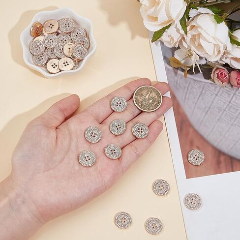 MAYJOYDIY 20 Pcs Silver Flat Round Rhinestone Buttons 0.5 Inch 4-Hole Platinum Rhinestone Embellishments Flatback Handcraft Fasteners for Shirts Bags Jeans Jewelry Making in Saudi Arabia