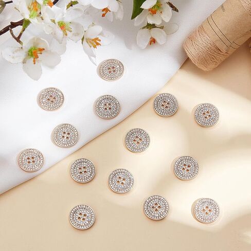 MAYJOYDIY 20 Pcs Silver Flat Round Rhinestone Buttons 0.5 Inch 4-Hole Platinum Rhinestone Embellishments Flatback Handcraft Fasteners for Shirts Bags Jeans Jewelry Making in Saudi Arabia
