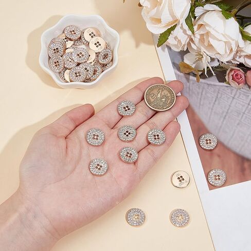 MAYJOYDIY 20 Pcs Silver Flat Round Rhinestone Buttons 0.5 Inch 4-Hole Platinum Rhinestone Embellishments Flatback Handcraft Fasteners for Shirts Bags Jeans Jewelry Making in Saudi Arabia