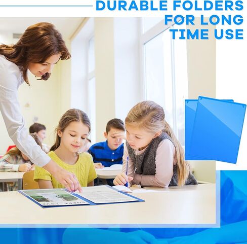 Henoyso 300 Pcs Take Home Folders 2 Inside Pockets, Parent Teacher Communication Folder for Students Homework with Clear Front Pocket Heavy Duty, School Classroom Supplies, 11.8 x 9.45 Inch (Blue) in Saudi Arabia