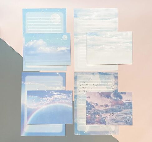 40 Lined Writing Stationery Paper with 20 Envelopes, Beautiful Sky Designs for Writing Letter, Notes, Invitations, 4 Different Style (9.4 x 6.6") in Kuwait