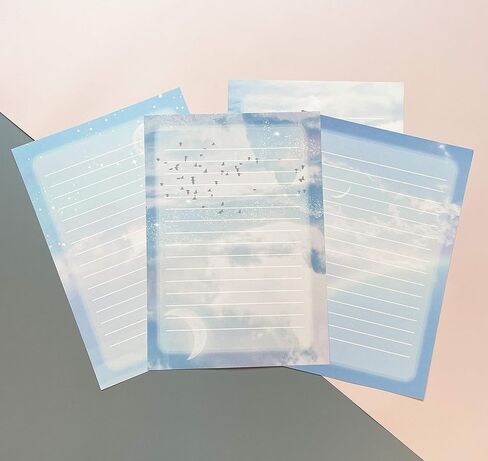 40 Lined Writing Stationery Paper with 20 Envelopes, Beautiful Sky Designs for Writing Letter, Notes, Invitations, 4 Different Style (9.4 x 6.6") in Kuwait