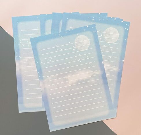 40 Lined Writing Stationery Paper with 20 Envelopes, Beautiful Sky Designs for Writing Letter, Notes, Invitations, 4 Different Style (9.4 x 6.6") in Kuwait