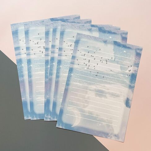 40 Lined Writing Stationery Paper with 20 Envelopes, Beautiful Sky Designs for Writing Letter, Notes, Invitations, 4 Different Style (9.4 x 6.6") in Kuwait