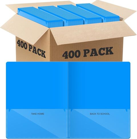 Henoyso 300 Pcs Take Home Folders 2 Inside Pockets, Parent Teacher Communication Folder for Students Homework with Clear Front Pocket Heavy Duty, School Classroom Supplies, 11.8 x 9.45 Inch (Blue) in Saudi Arabia