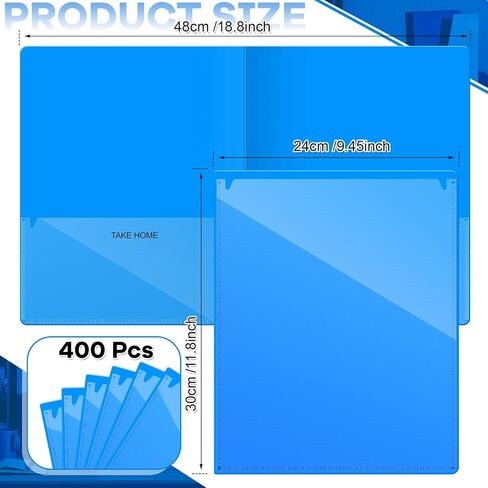 Henoyso 300 Pcs Take Home Folders 2 Inside Pockets, Parent Teacher Communication Folder for Students Homework with Clear Front Pocket Heavy Duty, School Classroom Supplies, 11.8 x 9.45 Inch (Blue) in Saudi Arabia