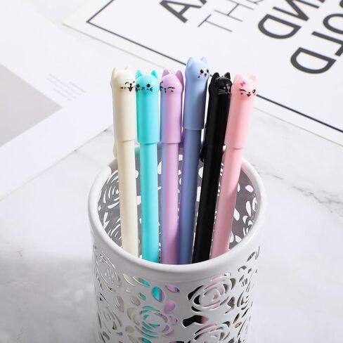 6 PCS Cat Pens ، Kawaii Cute Cartoon Gel Lotelful Gel Ambels for Children Office Office School Setclies Girls Hightery Hightery Cute Writedles Drayles Drawings Notes Notes in Kuwait