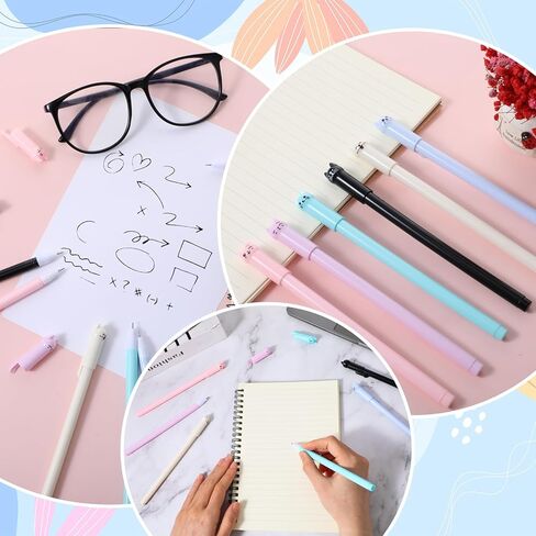 6 PCS Cat Pens ، Kawaii Cute Cartoon Gel Lotelful Gel Ambels for Children Office Office School Setclies Girls Hightery Hightery Cute Writedles Drayles Drawings Notes Notes in Kuwait