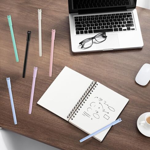 6 PCS Cat Pens ، Kawaii Cute Cartoon Gel Lotelful Gel Ambels for Children Office Office School Setclies Girls Hightery Hightery Cute Writedles Drayles Drawings Notes Notes in Kuwait