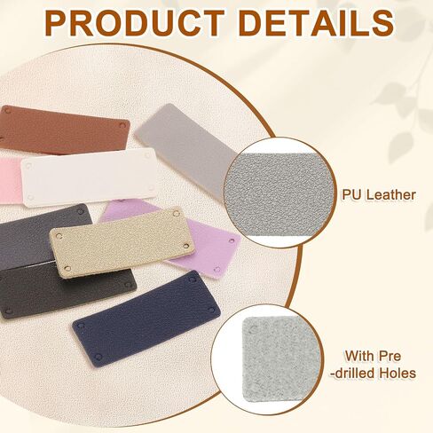 uxcell 50 Pcs Leather Tags for Handmade Items, 0.79" x 1.97" Leather Labels Embossed Leather Tags with Holes Sewing Labels for Clothing Knitting DIY Jean Bag Shoe Hat, Light Grey in Saudi Arabia