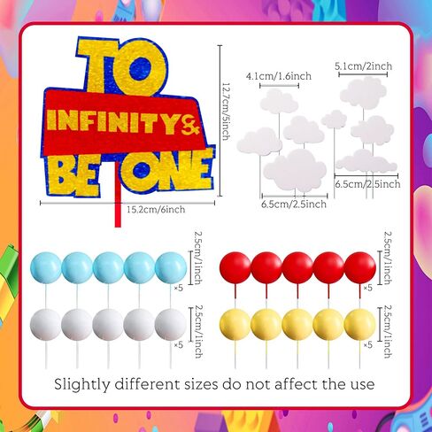 LaVenty To Infinity and To Be One Cake Topper Birthday Decorations Yellow Red Blue Balls Cake Decoration First Birthday Cake Topper for Boy 1st Birthday Party in Saudi Arabia