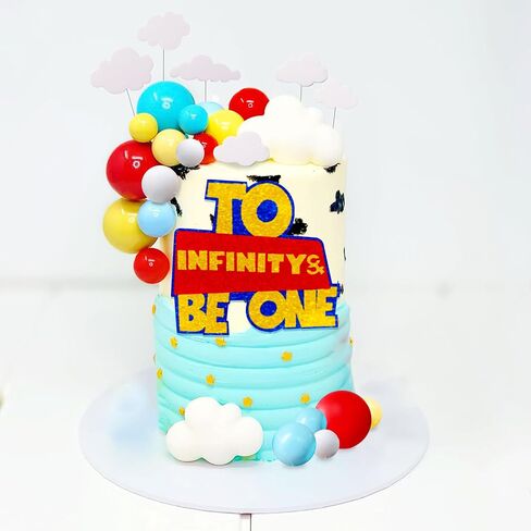 LaVenty To Infinity and To Be One Cake Topper Birthday Decorations Yellow Red Blue Balls Cake Decoration First Birthday Cake Topper for Boy 1st Birthday Party in Saudi Arabia
