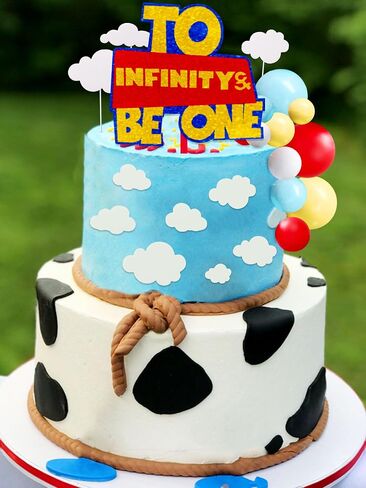 LaVenty To Infinity and To Be One Cake Topper Birthday Decorations Yellow Red Blue Balls Cake Decoration First Birthday Cake Topper for Boy 1st Birthday Party in Saudi Arabia