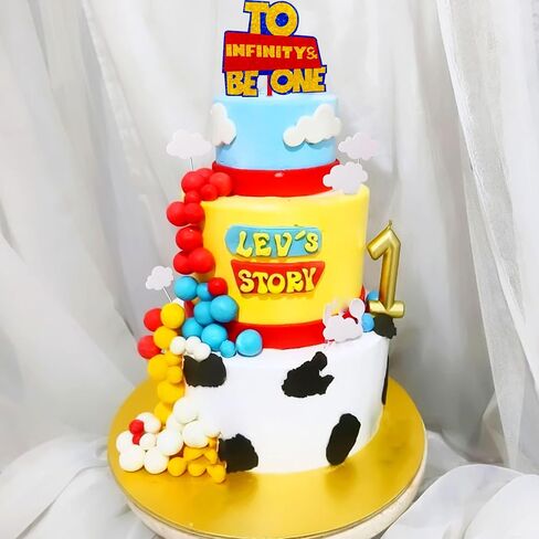 LaVenty To Infinity and To Be One Cake Topper Birthday Decorations Yellow Red Blue Balls Cake Decoration First Birthday Cake Topper for Boy 1st Birthday Party in Saudi Arabia
