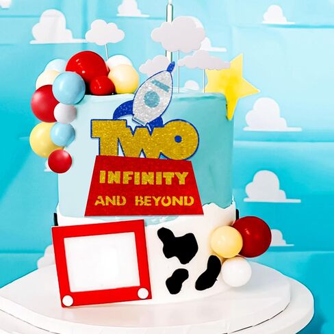 LaVenty To Infinity and To Be One Cake Topper Birthday Decorations Yellow Red Blue Balls Cake Decoration First Birthday Cake Topper for Boy 1st Birthday Party in Saudi Arabia