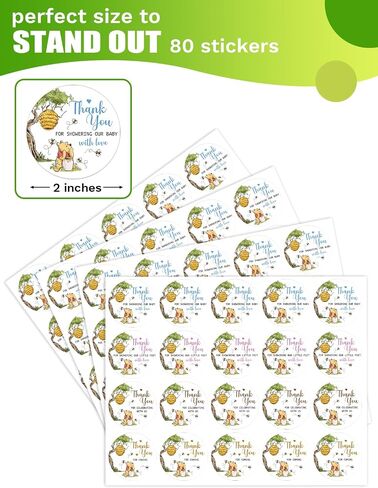 80 Pcs Cute Thank You Stickers Winnie Gender Reveal Stickers for Boy or Girl, Honey Bee Jar Labels for Gender Reveal Parties and Baby Showers in Saudi Arabia