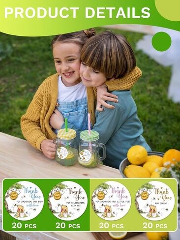 80 Pcs Cute Thank You Stickers Winnie Gender Reveal Stickers for Boy or Girl, Honey Bee Jar Labels for Gender Reveal Parties and Baby Showers in Saudi Arabia