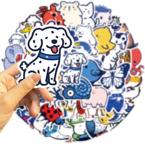 50 PCS Cute Kawaii Animal Stickers Anime Stickers for Kids Teens Girls Adults Waterproof Vinyl Cartoon Stickers Pack for Water Bottle Laptop Luggage Phone (Blue Animals) in Saudi Arabia