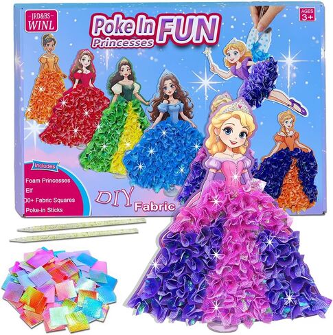 Mom & Myaboys Poke in Fun Art Kit for Kids DIY Princess Craft مجموعة هدايا عيد ميلاد للبنات Ages4-8 ، فنون خالية من الفوضى للأطفال نشاطًا ممتعًا للأولاد القديم 3 4 5 6 7 8 9 ، هدية عيد الميلاد للطفل 3 UP in Kuwait