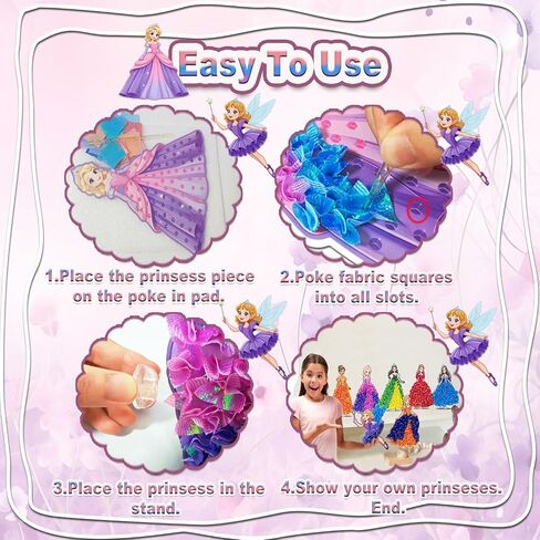Mom & Myaboys Poke in Fun Art Kit for Kids DIY Princess Craft مجموعة هدايا عيد ميلاد للبنات Ages4-8 ، فنون خالية من الفوضى للأطفال نشاطًا ممتعًا للأولاد القديم 3 4 5 6 7 8 9 ، هدية عيد الميلاد للطفل 3 UP in Kuwait