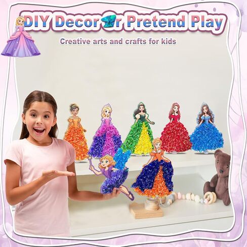 Mom & Myaboys Poke in Fun Art Kit for Kids DIY Princess Craft مجموعة هدايا عيد ميلاد للبنات Ages4-8 ، فنون خالية من الفوضى للأطفال نشاطًا ممتعًا للأولاد القديم 3 4 5 6 7 8 9 ، هدية عيد الميلاد للطفل 3 UP in Kuwait