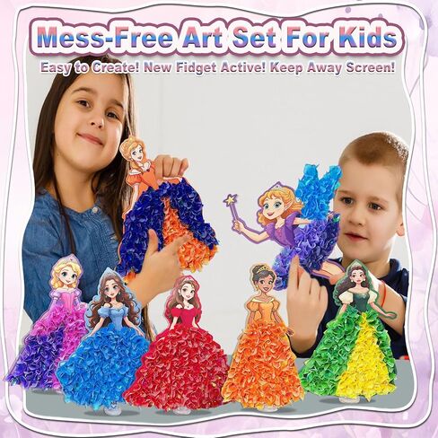 Mom & Myaboys Poke in Fun Art Kit for Kids DIY Princess Craft مجموعة هدايا عيد ميلاد للبنات Ages4-8 ، فنون خالية من الفوضى للأطفال نشاطًا ممتعًا للأولاد القديم 3 4 5 6 7 8 9 ، هدية عيد الميلاد للطفل 3 UP in Kuwait
