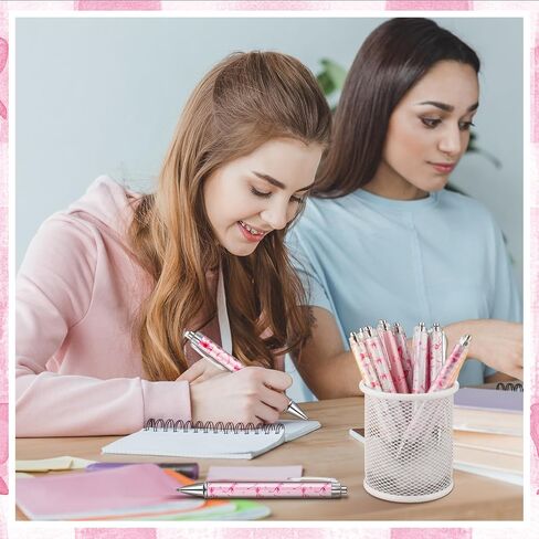 48 PCS Coquette Pink Bows Point Als قابلة للسحب 0.5 مم حبر أسود Coquette Coquette Aealthetic Bow Ribbon Ambons for Women School Office Home Home Gifts Party Form in Saudi Arabia