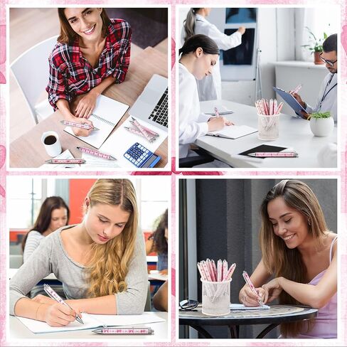 48 PCS Coquette Pink Bows Point Als قابلة للسحب 0.5 مم حبر أسود Coquette Coquette Aealthetic Bow Ribbon Ambons for Women School Office Home Home Gifts Party Form in Saudi Arabia
