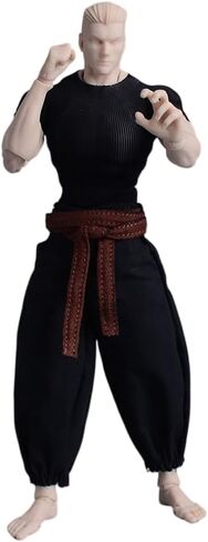 1/12 Scale Male Clothes,Men's Tight Short Sleeves Pant Warrior Combat Suit Sport Clothing for 6inch Action Figure Body (Black Tops+Black Belt+White Pant) in Saudi Arabia