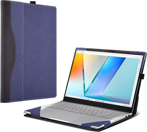 حالة الكمبيوتر المحمول لـ ASUS Vivobook S16 (M5606 M5606NA M5606UA M5606WA M5606KA) [ملاحظة نماذج أخرى] كل حالة إسقاط شاملة 16 "PU Leather Protective Bag قابلة للانفصال (الأزرق) in Saudi Arabia