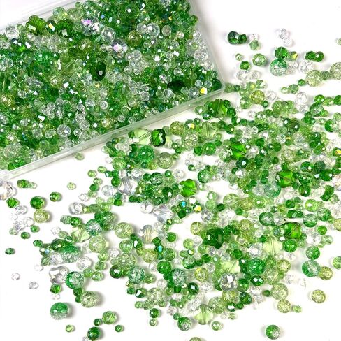 1000pcs حبات زجاجية لصنع المجوهرات من الخرز الكريستال لقرط سوار حلق ، مما يجعل لونًا متنوعًا 5 نمط/طقطقة جولة/briolette faceted/bicone/cube/four-leaf clover/4 size in Kuwait