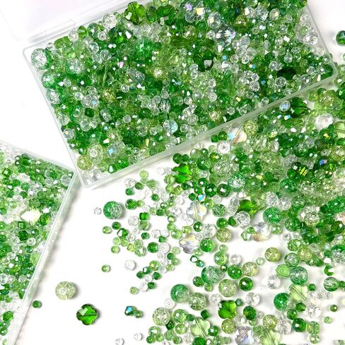1000pcs حبات زجاجية لصنع المجوهرات من الخرز الكريستال لقرط سوار حلق ، مما يجعل لونًا متنوعًا 5 نمط/طقطقة جولة/briolette faceted/bicone/cube/four-leaf clover/4 size in Kuwait