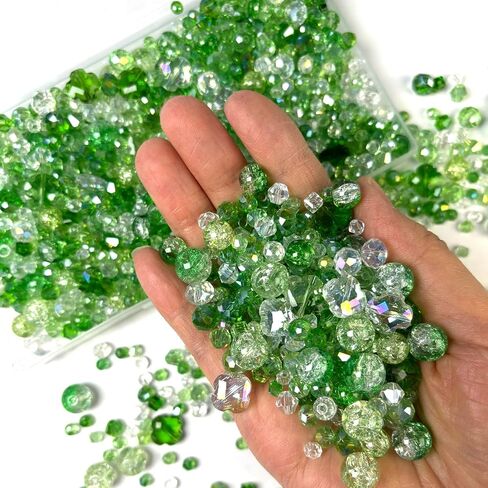 1000pcs حبات زجاجية لصنع المجوهرات من الخرز الكريستال لقرط سوار حلق ، مما يجعل لونًا متنوعًا 5 نمط/طقطقة جولة/briolette faceted/bicone/cube/four-leaf clover/4 size in Kuwait