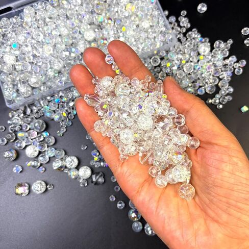 1000pcs حبات زجاجية لصنع المجوهرات من الخرز الكريستال لقرط سوار حلق ، مما يجعل لونًا متنوعًا 5 نمط/طقطقة جولة/briolette faceted/bicone/cube/four-leaf clover/4 size in Kuwait