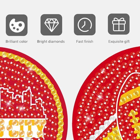 12 Pcs Refrigerator Diamond Painting Magnets Kits Fridge Diamond Art Magnets Kits Stickers for Adults DIY Home Decors (for Kansas City Red) in Saudi Arabia