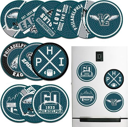 12 Pcs Refrigerator Diamond Painting Magnets Kits Fridge Diamond Art Magnets Kits Stickers for Adults DIY Home Decors (for Kansas City Red) in Saudi Arabia