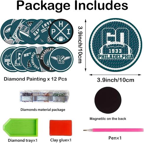 12 Pcs Refrigerator Diamond Painting Magnets Kits Fridge Diamond Art Magnets Kits Stickers for Adults DIY Home Decors (for Kansas City Red) in Saudi Arabia