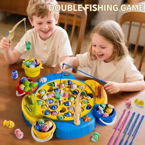 ORANGE OCEAN 66 PCS Magnetic Fishing Game for Kids Boys Ages 3-5 4-6, Kid Magnetic Fishing Toys with 360° Rotation & Sound, Birthday Toys Gifts for 3 4 5 6 Year Old Boys Kids, 1-8 Players in Kuwait